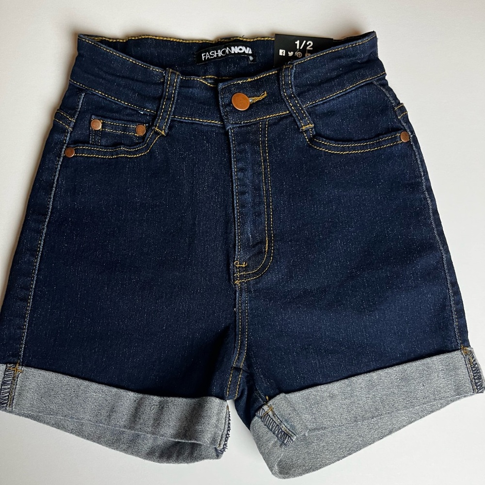 Fashion Nova dark denim shorts